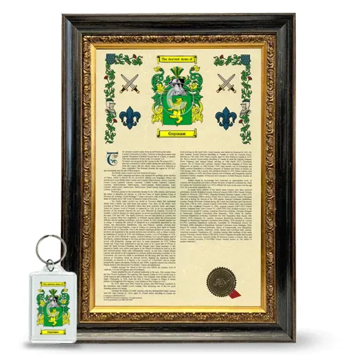 Guyonne Framed Armorial History and Keychain - Heirloom