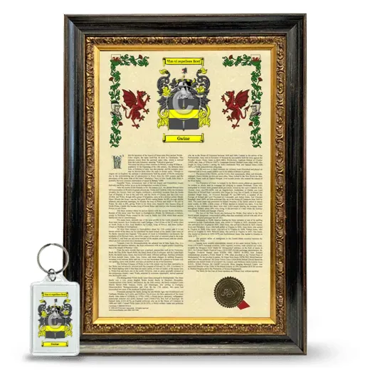 Gwine Framed Armorial History and Keychain - Heirloom