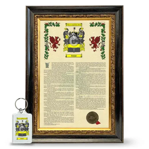 Gwyne Framed Armorial History and Keychain - Heirloom