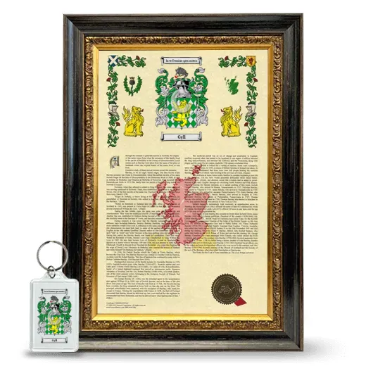 Gyll Framed Armorial History and Keychain - Heirloom
