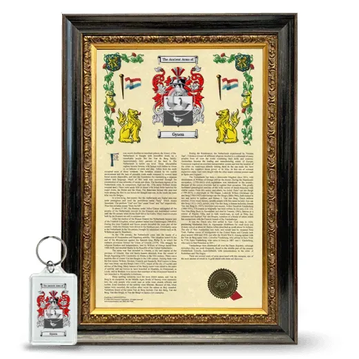 Gysen Framed Armorial History and Keychain - Heirloom
