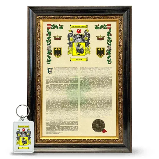 Haann Framed Armorial History and Keychain - Heirloom