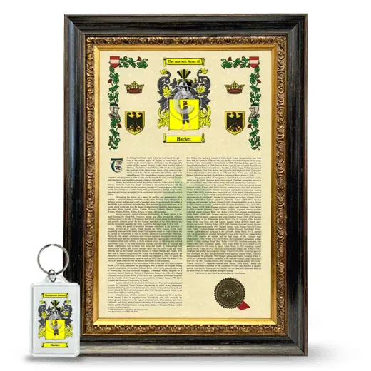 Hacker Framed Armorial History and Keychain - Heirloom