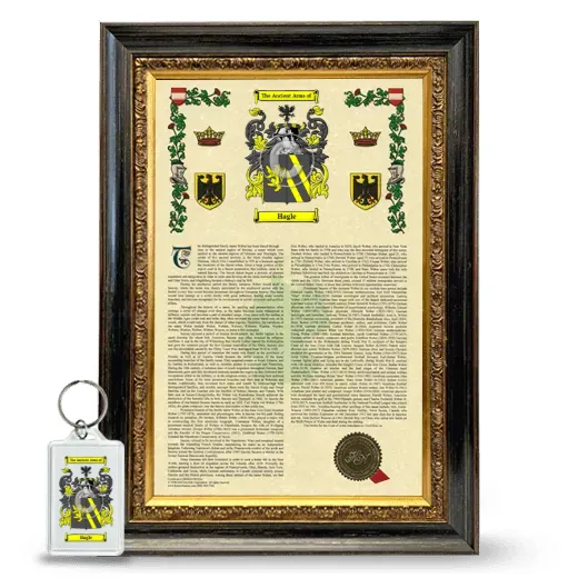 Hagle Framed Armorial History and Keychain - Heirloom