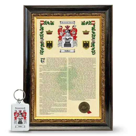 Halbert Framed Armorial History and Keychain - Heirloom