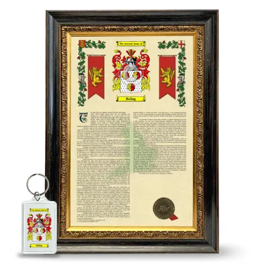 Haling Framed Armorial History and Keychain - Heirloom