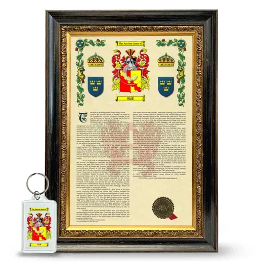 Hall Framed Armorial History and Keychain - Heirloom