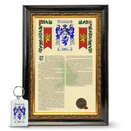 Hallum Framed Armorial History and Keychain - Heirloom