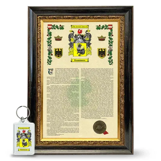 Hannemann Framed Armorial History and Keychain - Heirloom