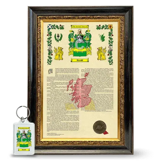 Harold Framed Armorial History and Keychain - Heirloom