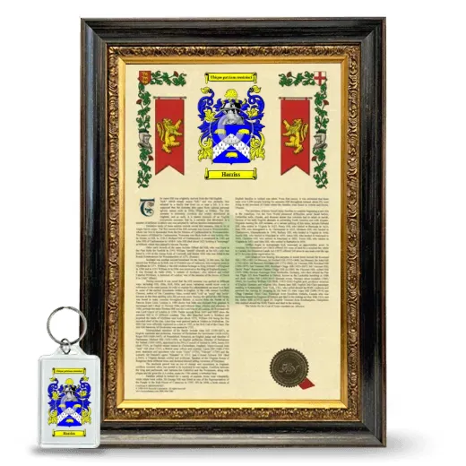 Harriss Framed Armorial History and Keychain - Heirloom