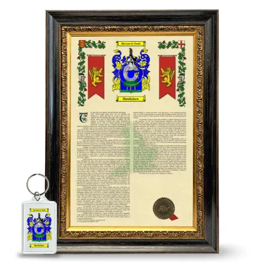 Hawkshaw Framed Armorial History and Keychain - Heirloom