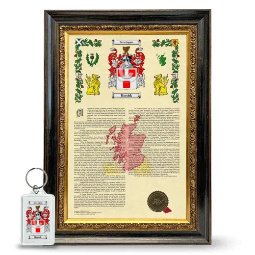 Hayrick Framed Armorial History and Keychain - Heirloom