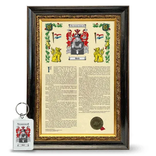 Heck Framed Armorial History and Keychain - Heirloom