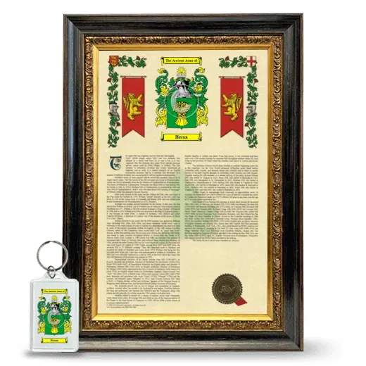 Hecox Framed Armorial History and Keychain - Heirloom
