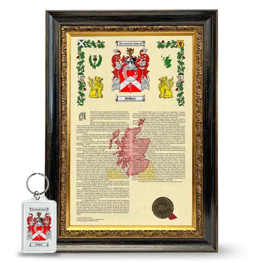 Helbert Framed Armorial History and Keychain - Heirloom
