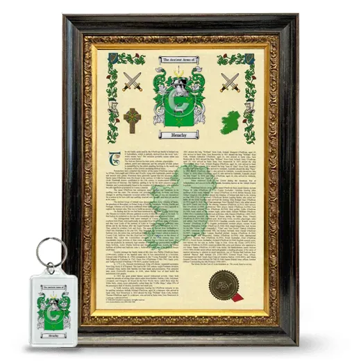 Henchy Framed Armorial History and Keychain - Heirloom