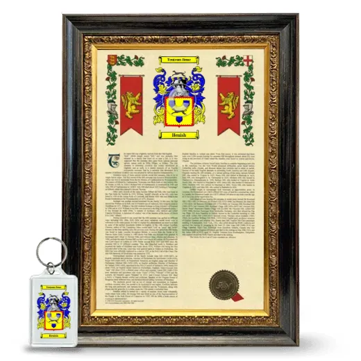 Henish Framed Armorial History and Keychain - Heirloom