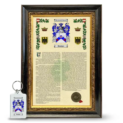 Hennigar Framed Armorial History and Keychain - Heirloom