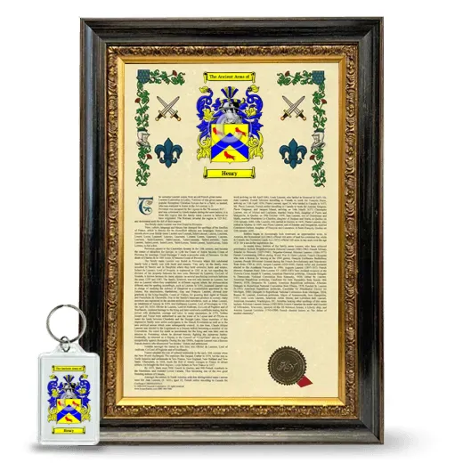 Henry Framed Armorial History and Keychain - Heirloom
