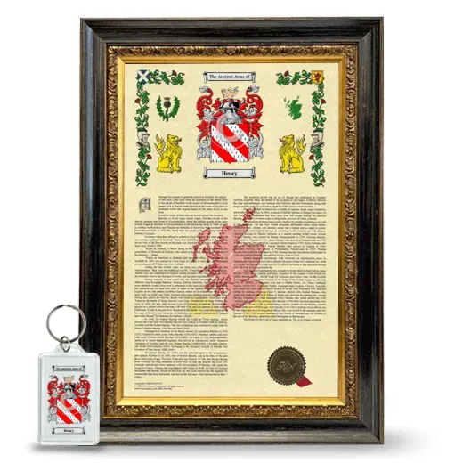 Henry Framed Armorial History and Keychain - Heirloom