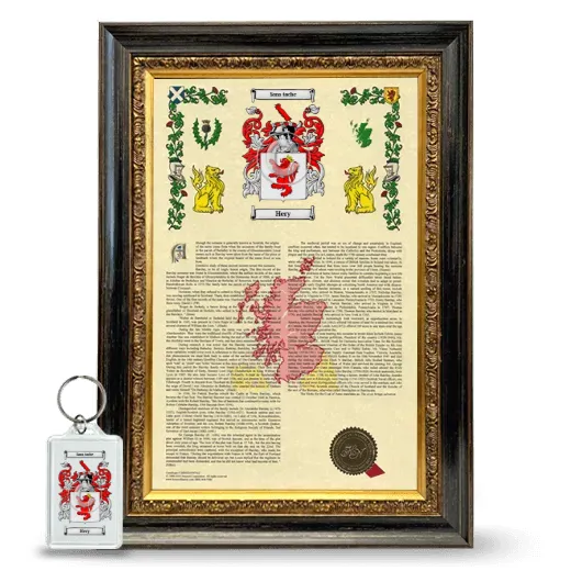 Hery Framed Armorial History and Keychain - Heirloom