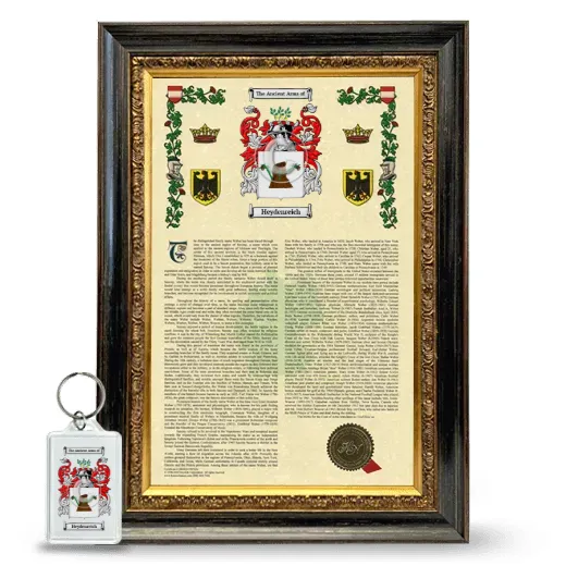 Heydenreich Framed Armorial History and Keychain - Heirloom