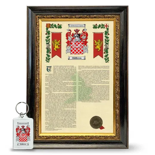 Hiddleston Framed Armorial History and Keychain - Heirloom