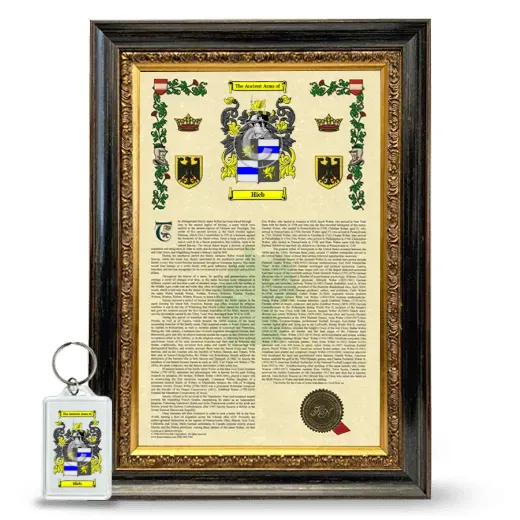 Hieb Framed Armorial History and Keychain - Heirloom