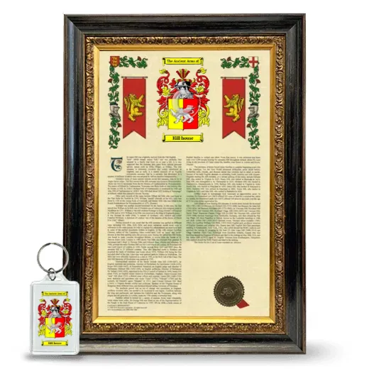 Hill house Framed Armorial History and Keychain - Heirloom