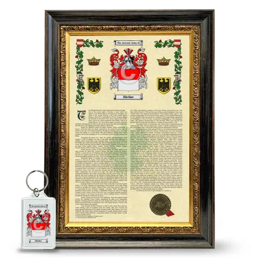 Hirther Framed Armorial History and Keychain - Heirloom