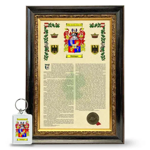 Holsinger Framed Armorial History and Keychain - Heirloom