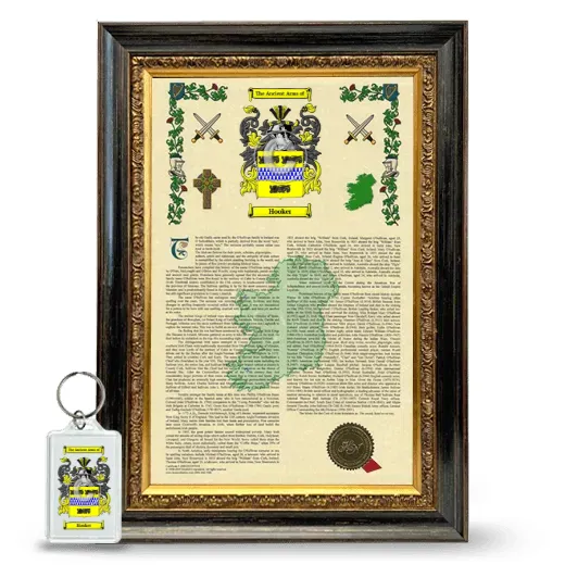 Hooker Framed Armorial History and Keychain - Heirloom