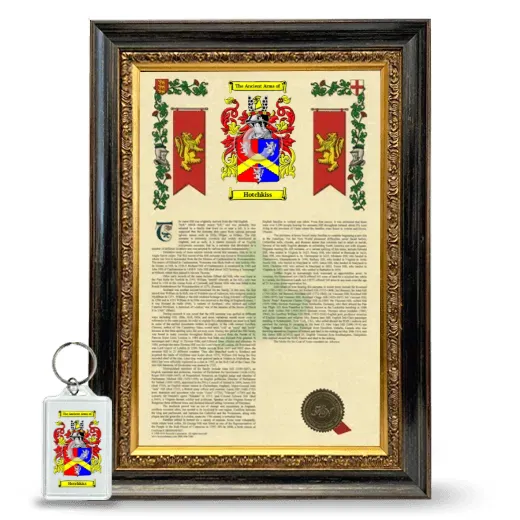 Hotchkiss Framed Armorial History and Keychain - Heirloom