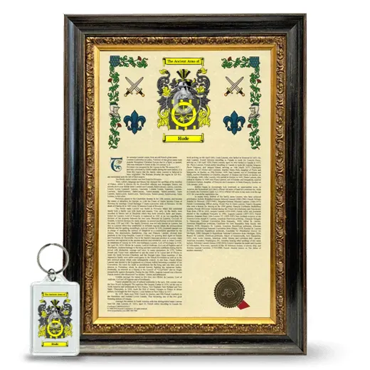 Hude Framed Armorial History and Keychain - Heirloom
