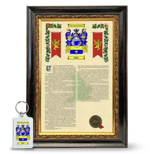 Huke Framed Armorial History and Keychain - Heirloom