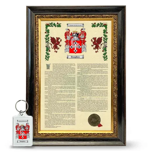Humphrys Framed Armorial History and Keychain - Heirloom
