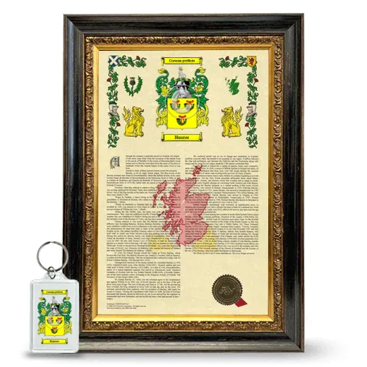 Hunter Framed Armorial History and Keychain - Heirloom