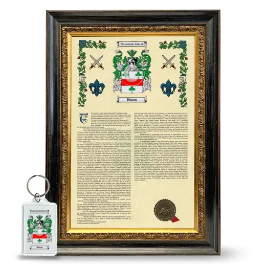 Huron Framed Armorial History and Keychain - Heirloom