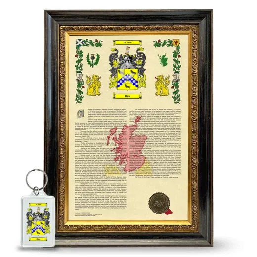 Hus Framed Armorial History and Keychain - Heirloom