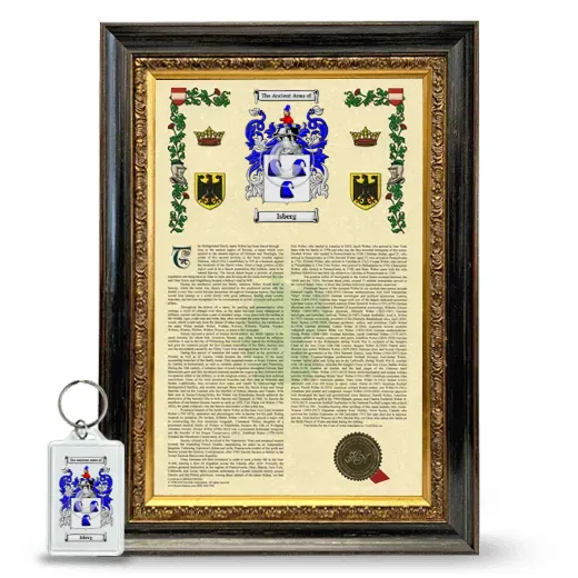 Isberg Framed Armorial History and Keychain - Heirloom