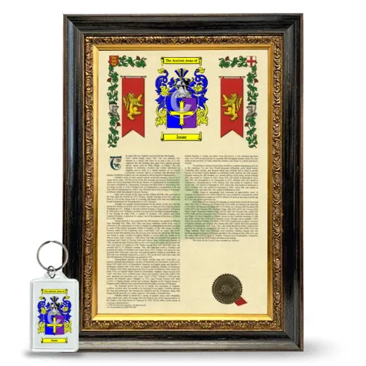 Issac Framed Armorial History and Keychain - Heirloom