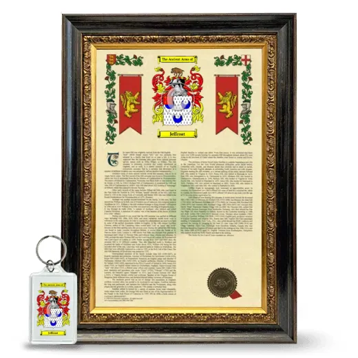 Jeffcoat Framed Armorial History and Keychain - Heirloom