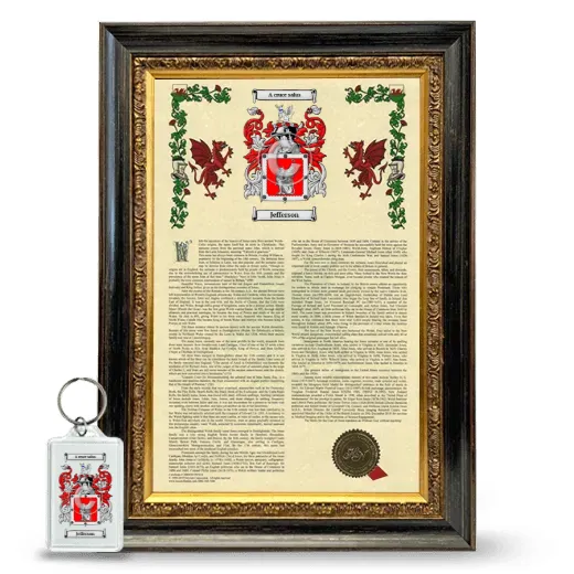 Jefferson Framed Armorial History and Keychain - Heirloom
