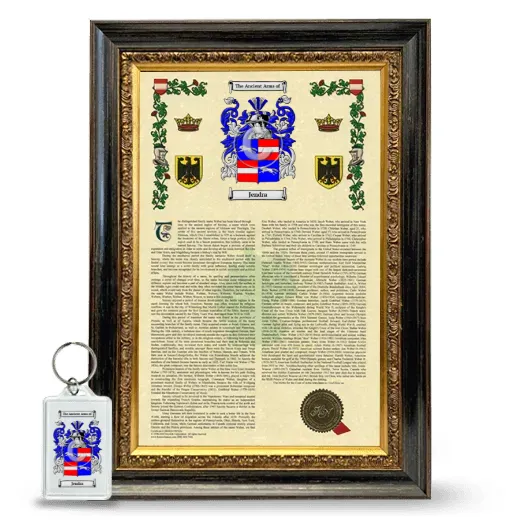 Jendra Framed Armorial History and Keychain - Heirloom
