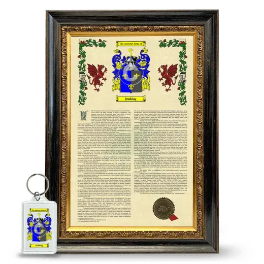 Jenking Framed Armorial History and Keychain - Heirloom