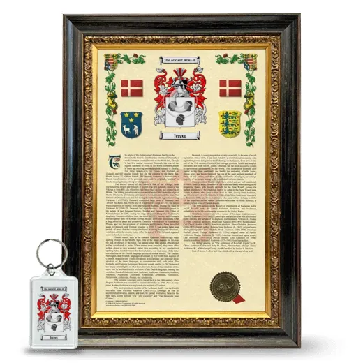 Jerger Framed Armorial History and Keychain - Heirloom