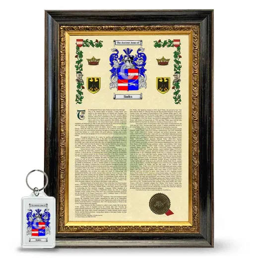 Jindra Framed Armorial History and Keychain - Heirloom