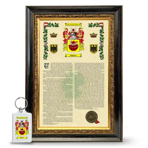 Johanes Framed Armorial History and Keychain - Heirloom