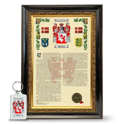 Johansson Framed Armorial History and Keychain - Heirloom